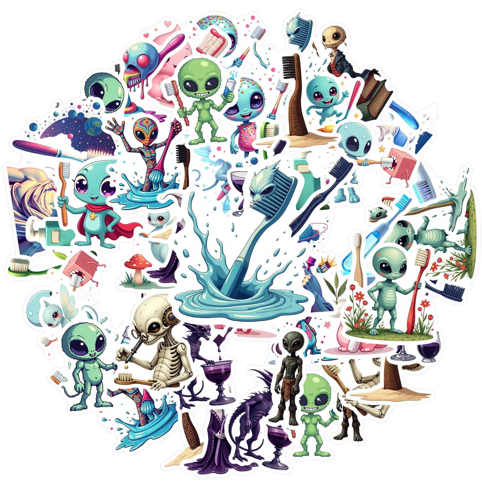 35pcs-70pcs Fantasy Stickers Cartoon Stickers Stationery Stickers For Notebook Luggage Mobile Phone Cup DIY Phone