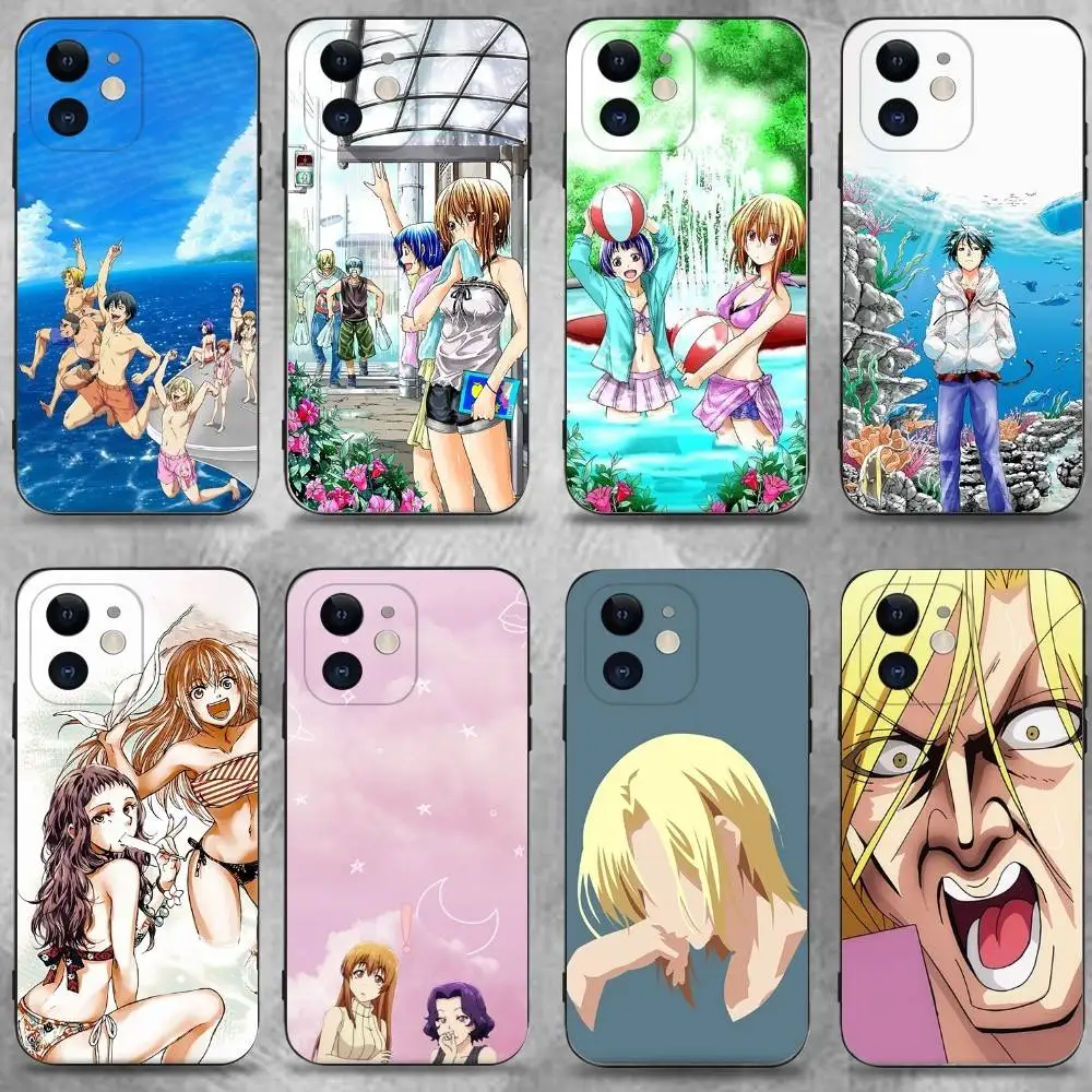 

Anime Funny G-Grand Blue Phone Case For iPhone 16,15,14,13,12,11 Plus,Pro Max,XS,X,XR,SE,Mini,8,7,Soft Silicone Black Cover