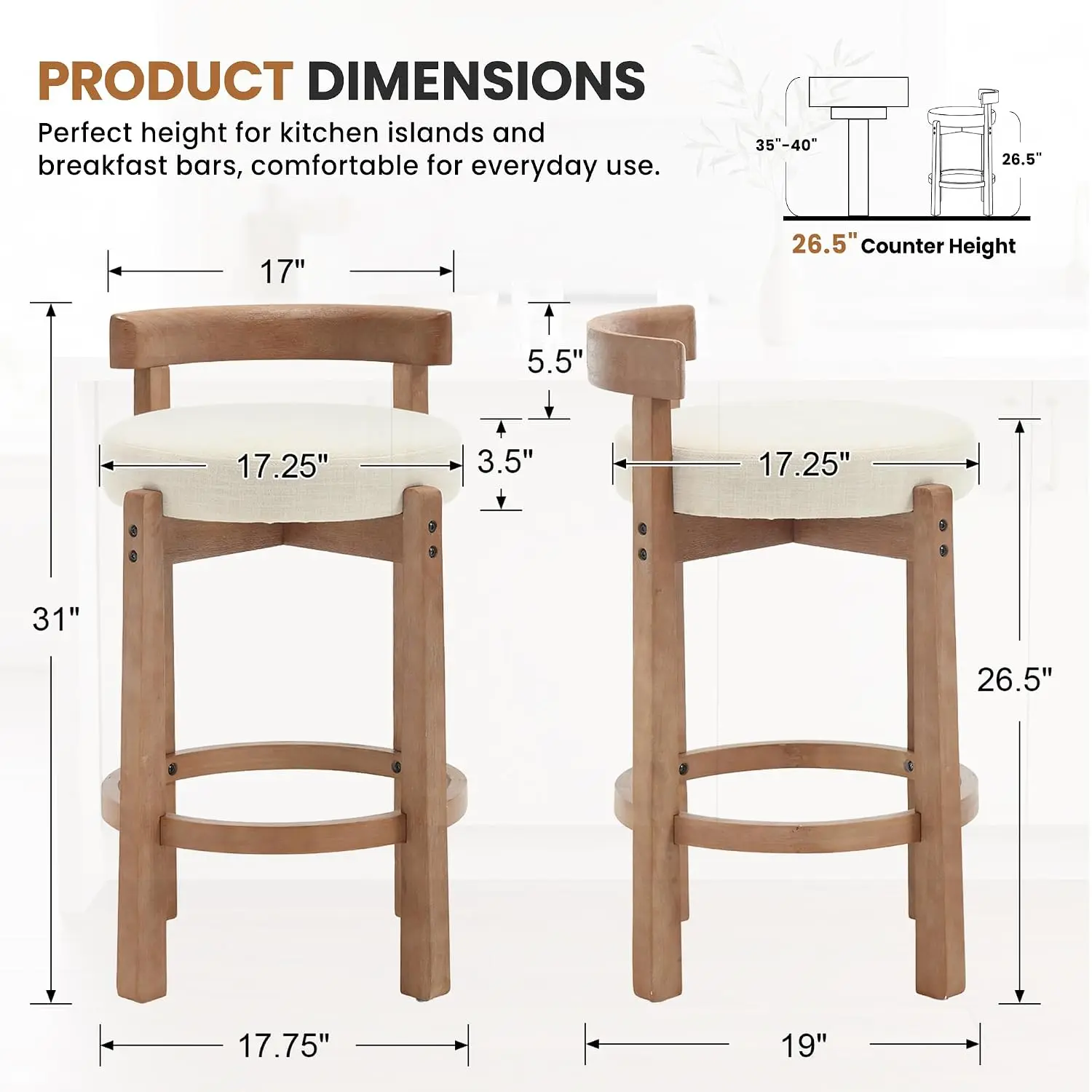 Modern Bar Stools Set of 4, 26
