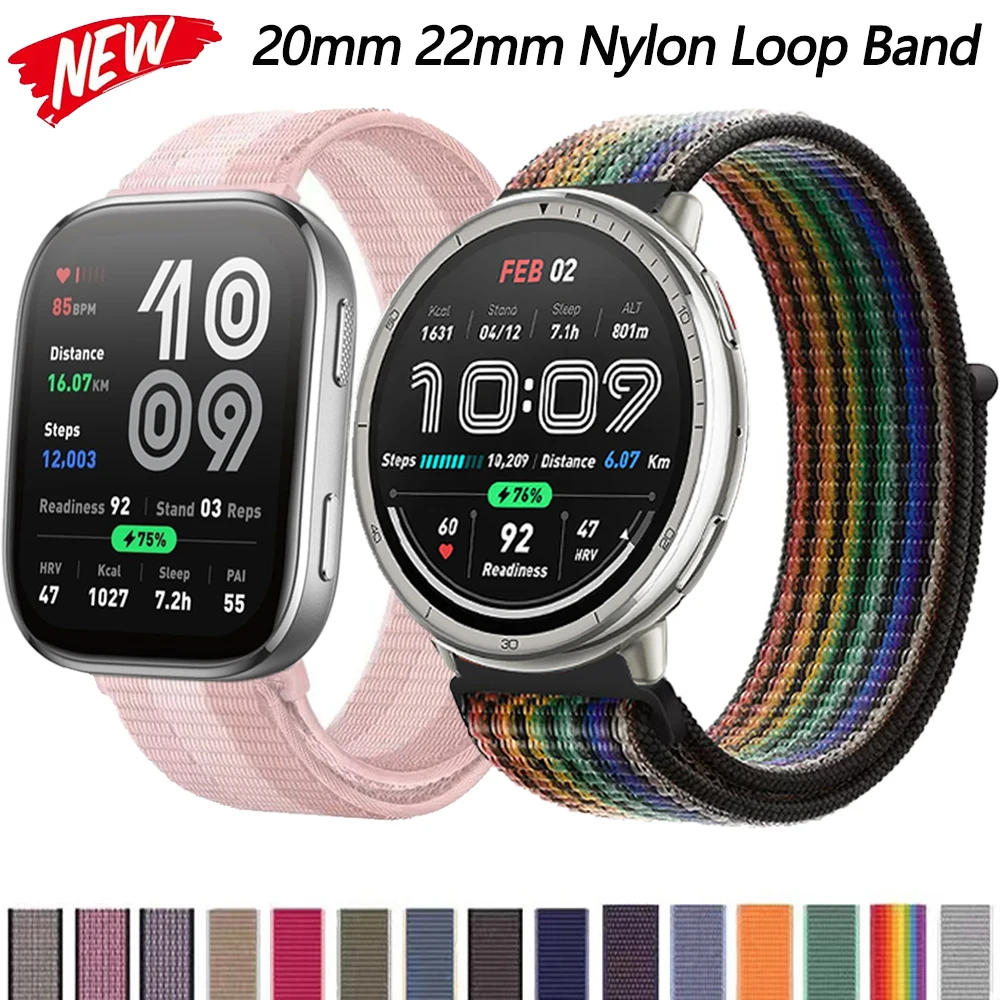 

20mm 22mm Nylon Strap for Amazfit Active 2/GTS 4 mini 3 2 2e/Bip U Lite Sport Bracelet for Amazfit Bip 6 5/GTR 4 3 Pro Wristband