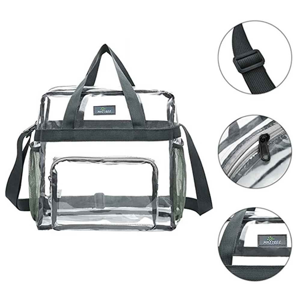 Women Transparent Tote Bag PVC Fashion Shoulder Bag Large Capacity Stylish Crossbody Bag Adjustable Strap Sundries Bag