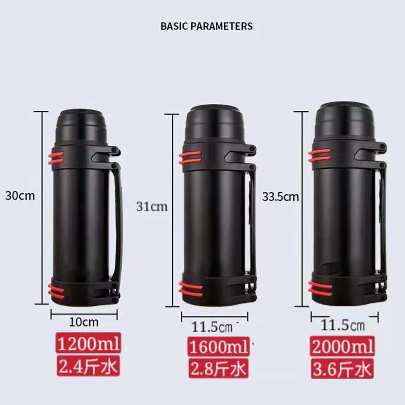 Large-Capacity Car Thermos Cup 48 Hours Thermal Insulation Outdoor Sports Thermos Stainless Steel Vacuum Travel Pot