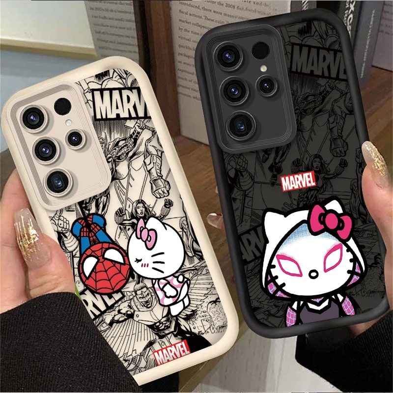 Funda Marvel Spider Man Hello Kitty para Samsung Galaxy S24 S25 S23 Ultra S22 S21 Plus FE A36 A56 A26 A16 A06 A15 A25 A35 A55 5G
