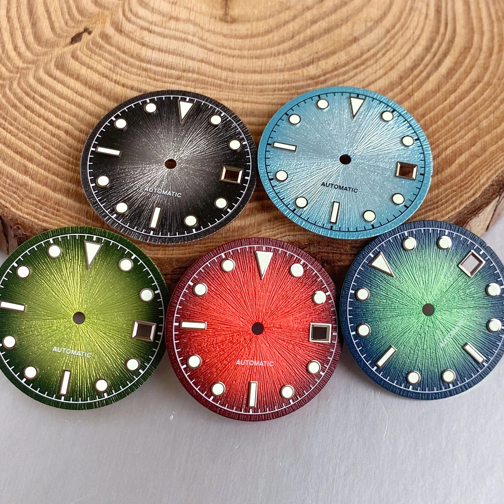 29mm Classic Watch Dial Face Gradient Texture Green Luminous Marks for ETA 2824 ST2130 Miyota 8215 821a Movement watch parts