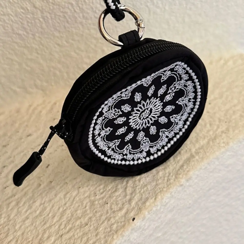 Bolsa de cambio, Mini monedero bonito con cuerda, Donut, llavero de nailon, billetera, bolsa para auriculares bordada con cremallera de gato para exteriores