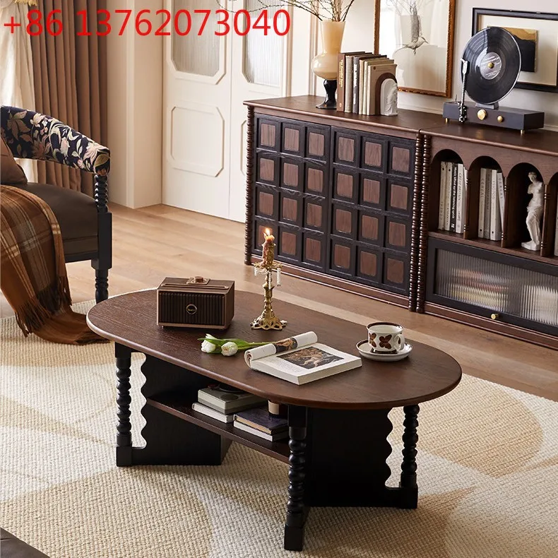 

TT French retro solid wood coffee table small apartment coffee table living room household tea table