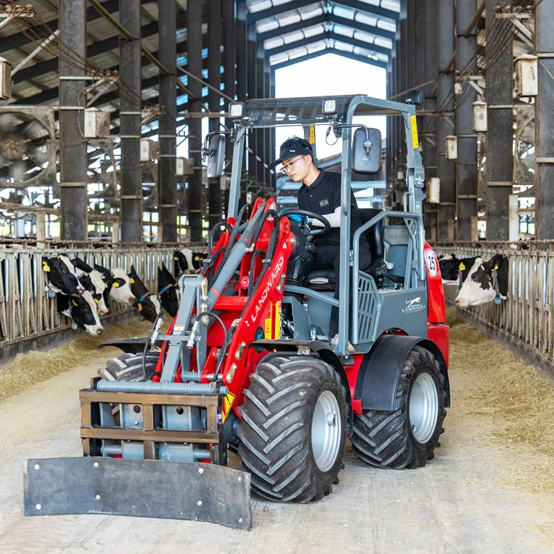 Farm Ranch Gebruik Diesellader met hoog vermogen 4×4 Wielen All Terrain Transporter Thuisgebruik Kleine lader Kubota-motor aangepast