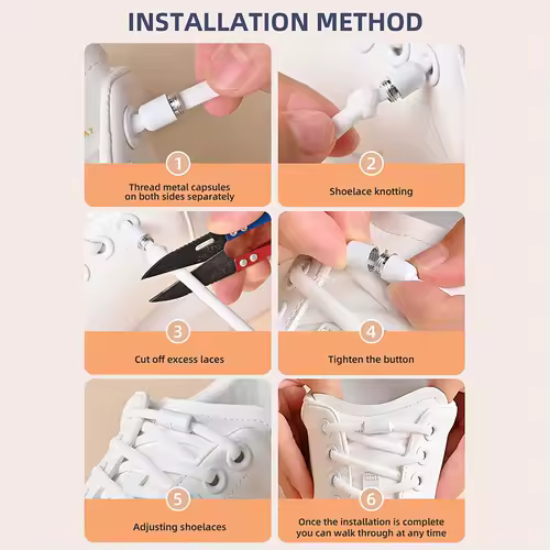 Elastic No Tie Shoelaces Semicircle Shoe Laces For Kids and Adult Sneakers Shoelace Quick Lazy Metal Lock Laces Shoe Strings - Image 5
