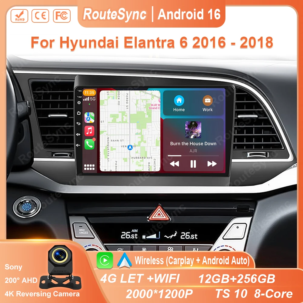 Android Car Radio For Hyundai Elantra 6 2016 2017 2018 Multimedia Player Navigation Carplay Audio Auto Speakers No 2 Din 2 Din