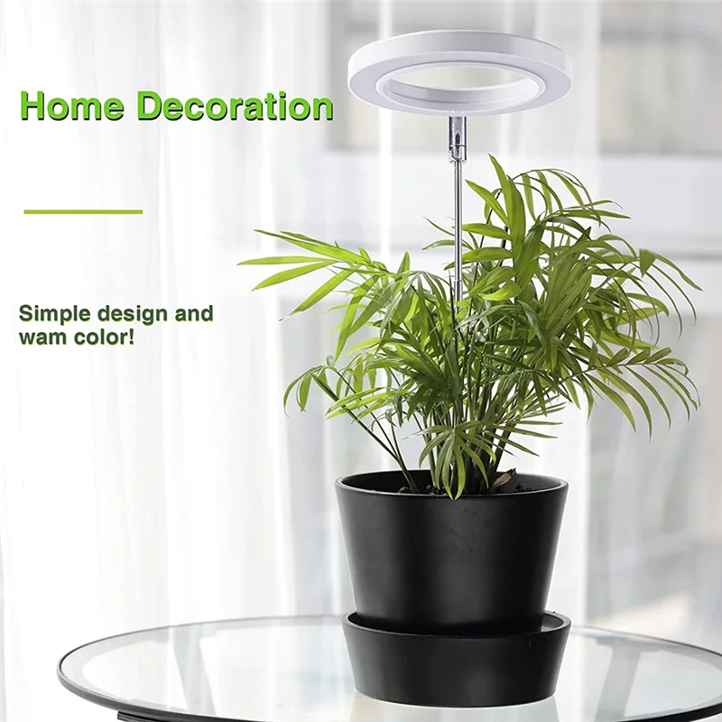 ABKO-Grow Lights per piante da interno, luce per piante Halo a LED a spettro completo con timer automatico regolabile in altezza del supporto, per piante