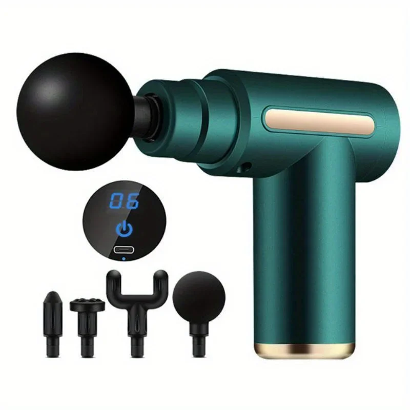 Draagbaar fasciaal massagepistool Elektrisch percussiepistool Massager Lichaamsontspanning met LED-touchscreen 4 vervangbare massagekop