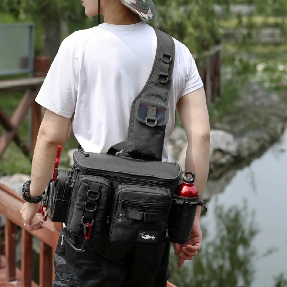 Crossbody-Angelzubehör-Aufbewahrungstasche, Hüft-Rucksack mit verstellbaren, breiten Schultergurten, große Kapazität, leicht – Detail 10