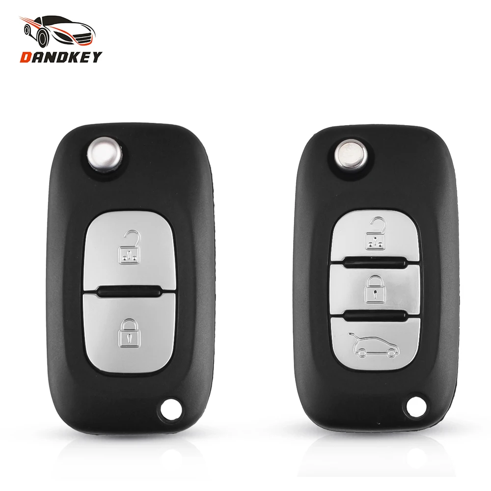 Dandkey capa de controle remoto para renault, controle remoto com 3 botões dobrável para renault fluence clio megane kangoo modus fob capa em branco
