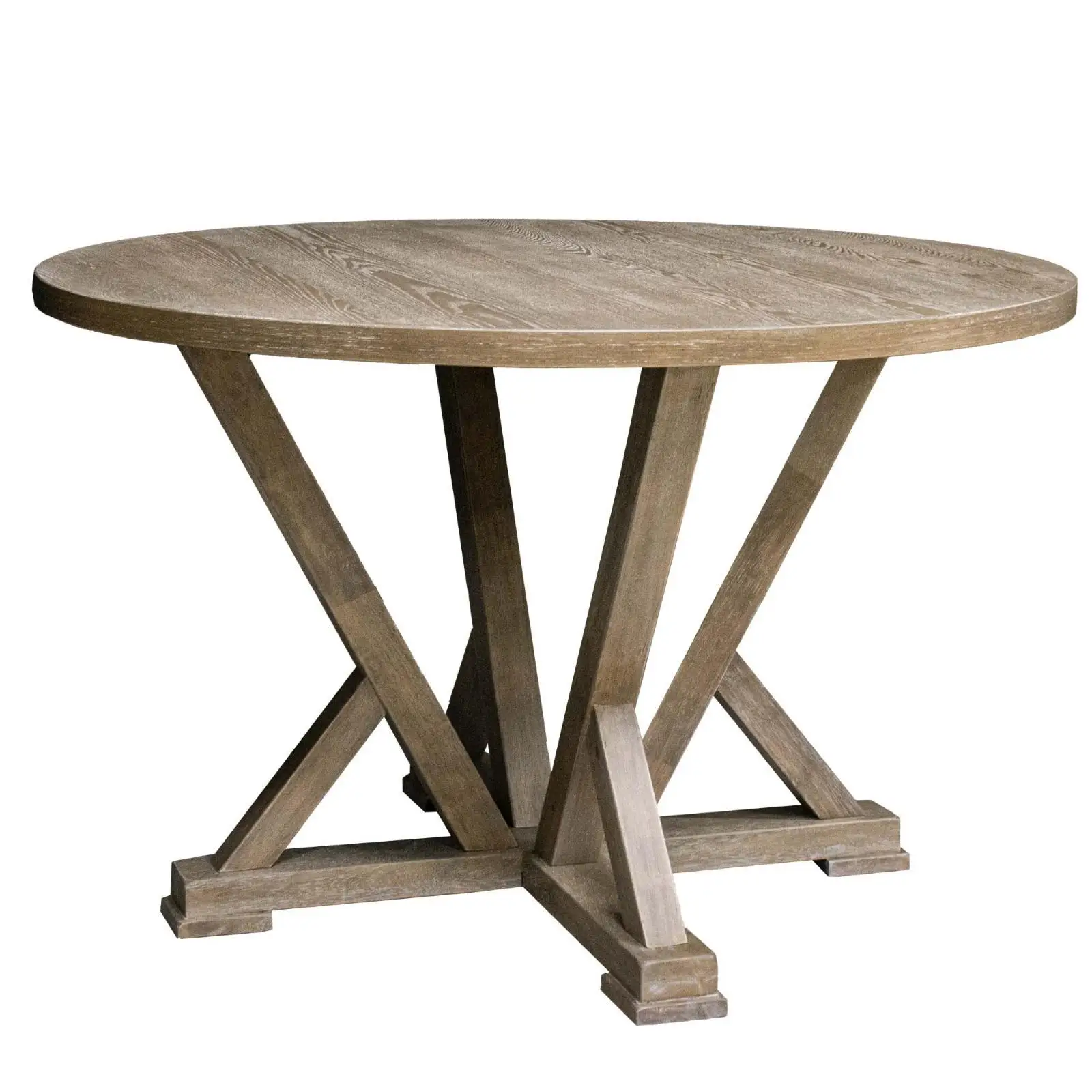 45.7inch Farmhouse Round Dining Table | Sturdy Solid Wood | Antique Finish |