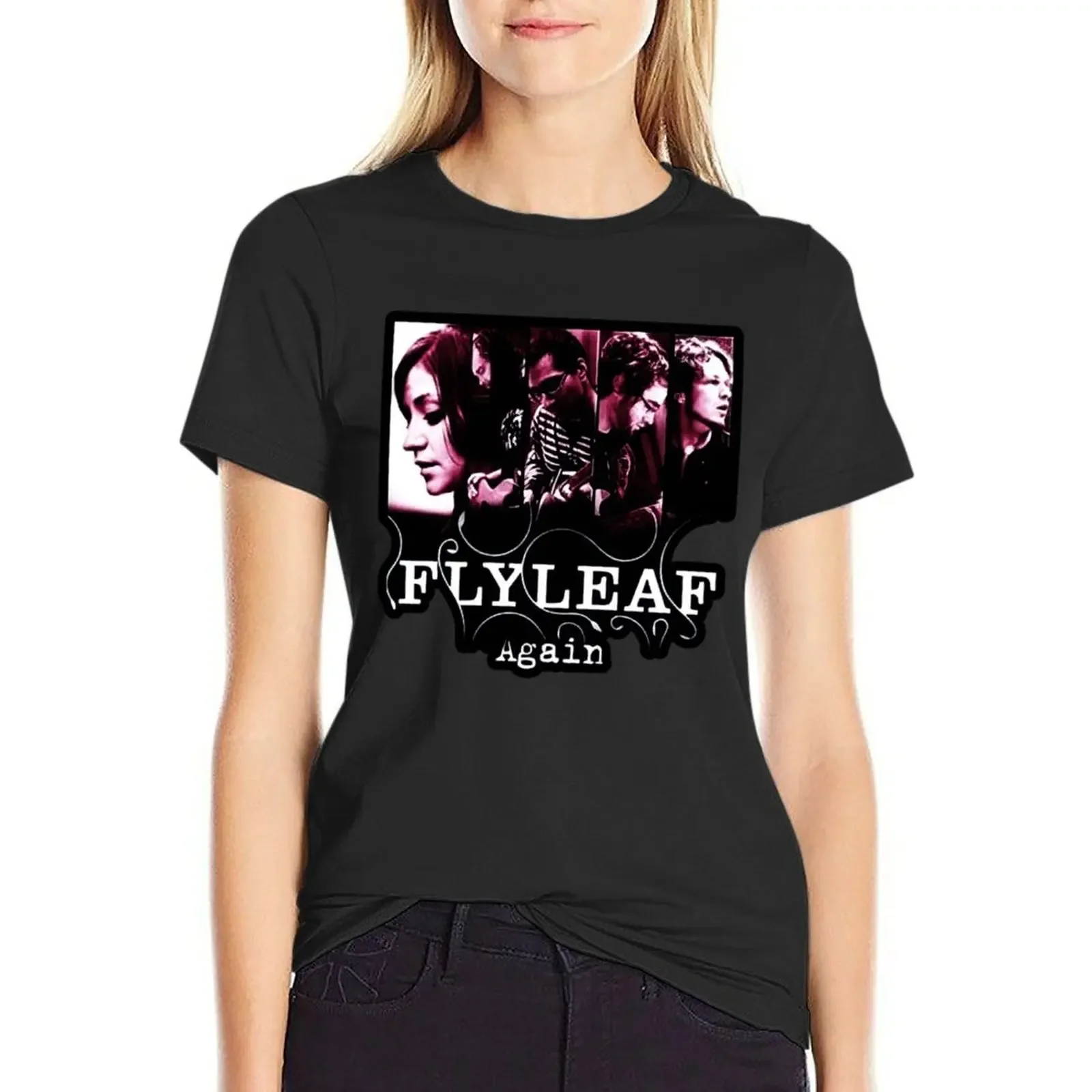 

flyleaf again and again happen T-shirt summer top hippie clothes Womens graphic t shirts