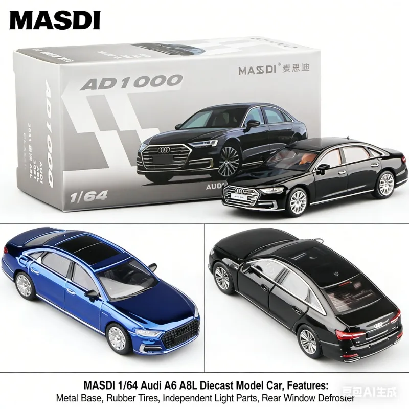 

MASDI 1:64 Модель автомобиля Audi A6 LC6 из литого сплава - Коллекционный предмет для взрослых - Подарок для мальчика - Статическая модель для демонстрации