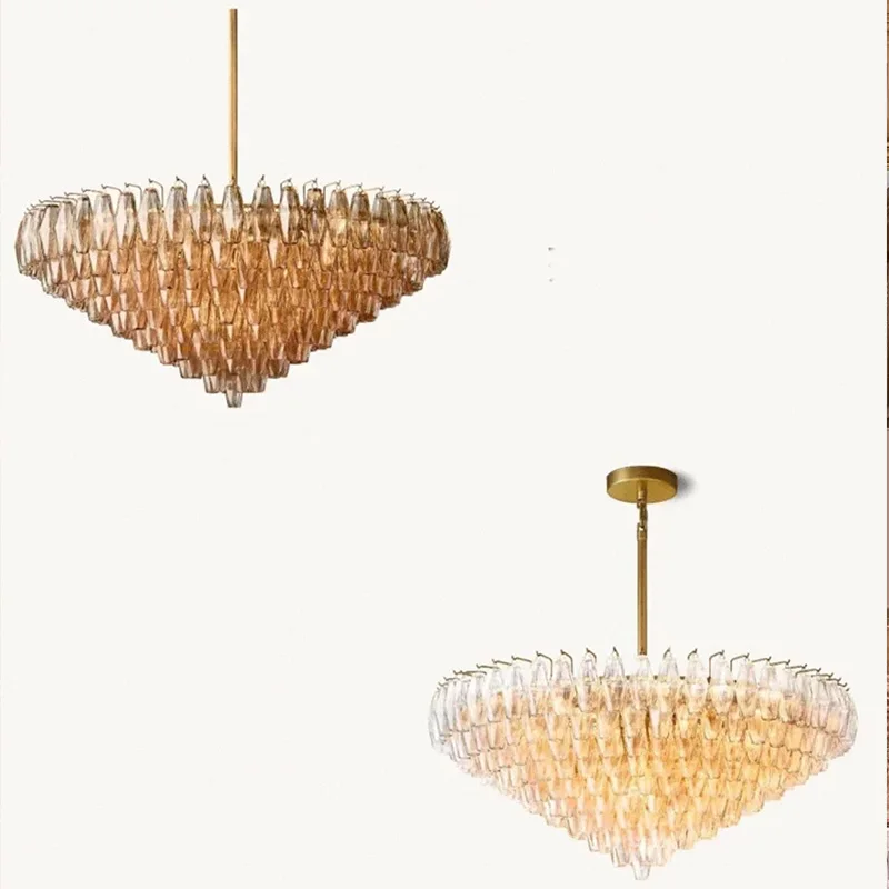 

2025 New Designer Italian Inspired Chandelier Clear Glass Round Rectangle Pendant Lamp Adjustable Ceiling Light Bar