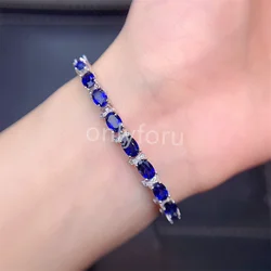 Luxurious Sapphire Bracelet 2 Ct Blue Sapphire Gemstone Bracelet Solid 925 Sterling Silver Bracelet