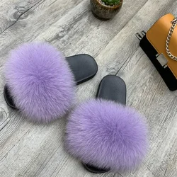 Pantoufles de fourrure en peluche pour femmes, diapositives plates moelleuses pour la maison, chaussures d'extérieur pour femmes, mode décontractée, été