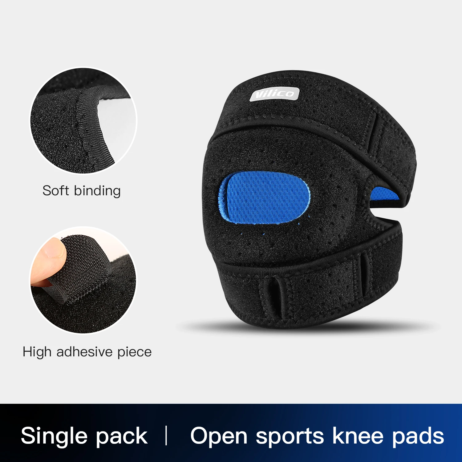 1PC Pressurized Knee Wrap Sleeve Support Bandage Pad Elastic Braces Knee Hole Kneepad Safety Basketball Tennis Cycling