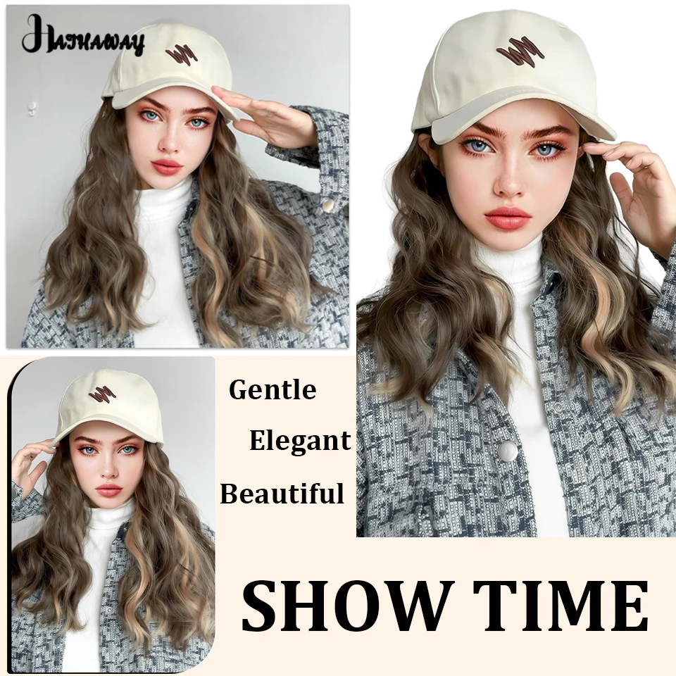 Synthetic Hat Wig New Hat Wig Fashion Online Celebrity Highlights Short Curly Hair Wig Female Full Head Party Daily Wear Hot Wig