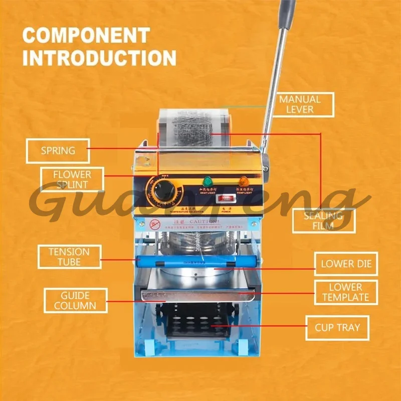 Electric packaging cup sealing machine 9.5cm with counting function hand pressure cup lid