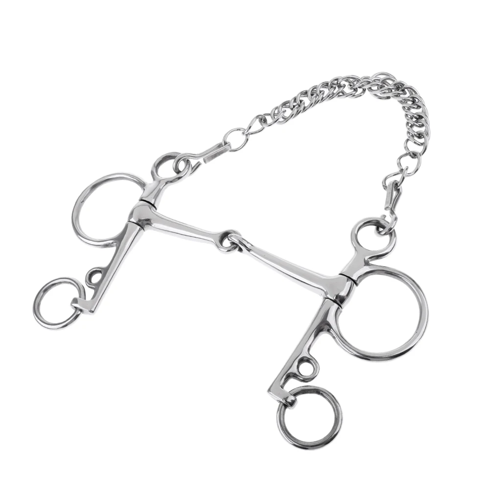 5'' Equestrian Polished Rustless Horse Bit With Curb Chain And