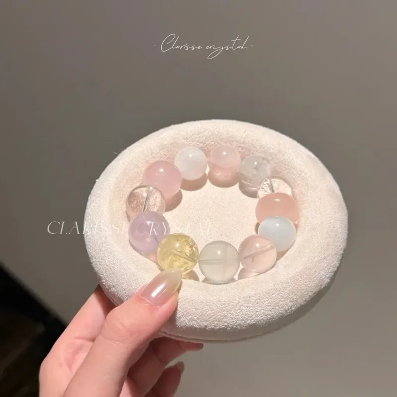 White Asai bracelet, winter popular hand jewelry, rainbow Duobao, aquamarine amethyst pink crystal wholesale
