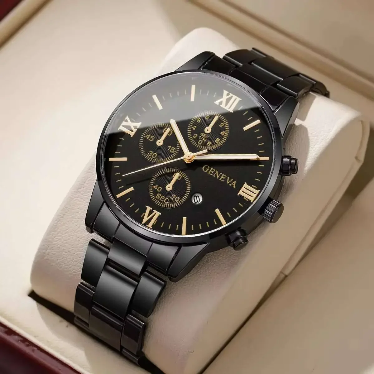 Roma Dial Men Business Watches Calendar Quartz Watch for Man Clock Reloj Hombre（Without Box）