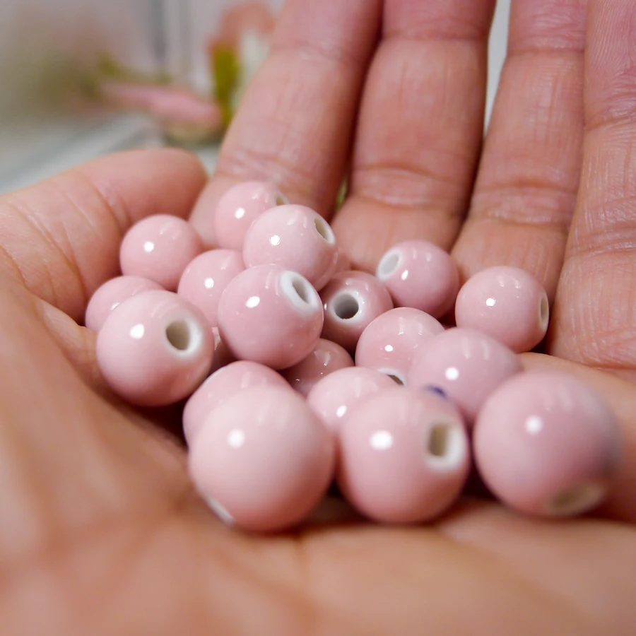 10# 40pcs Jingdezhen Ceramic Beads  Round  Not Silicone Porcelain Bead For Jewelry Making 10mm  Beads #A306C