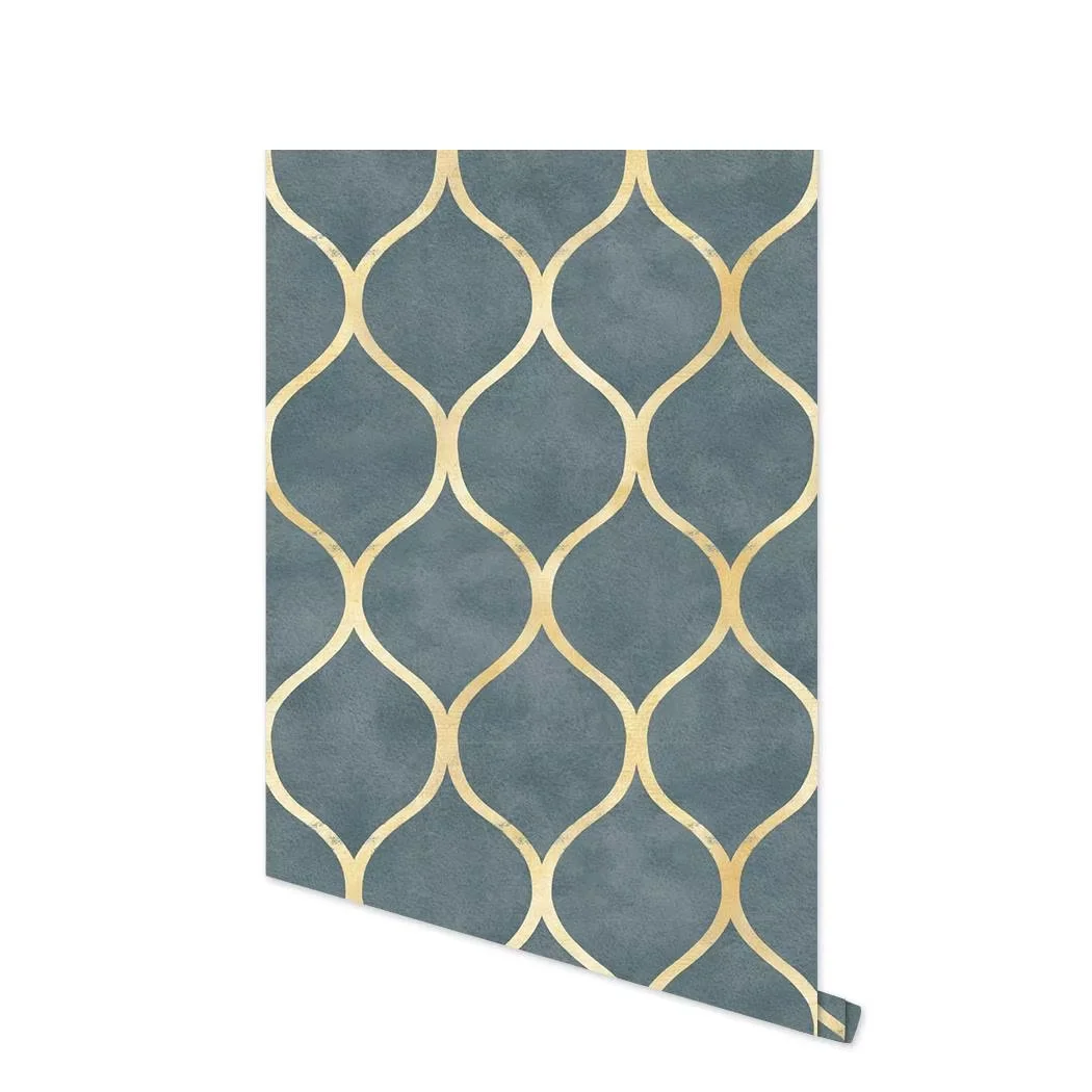Modern Golden Striped Peel and Stick Wallpaper Dark Green Geometric Self Adhesive Wall Paper Removable Contact Paper for Bedroom - Image 5