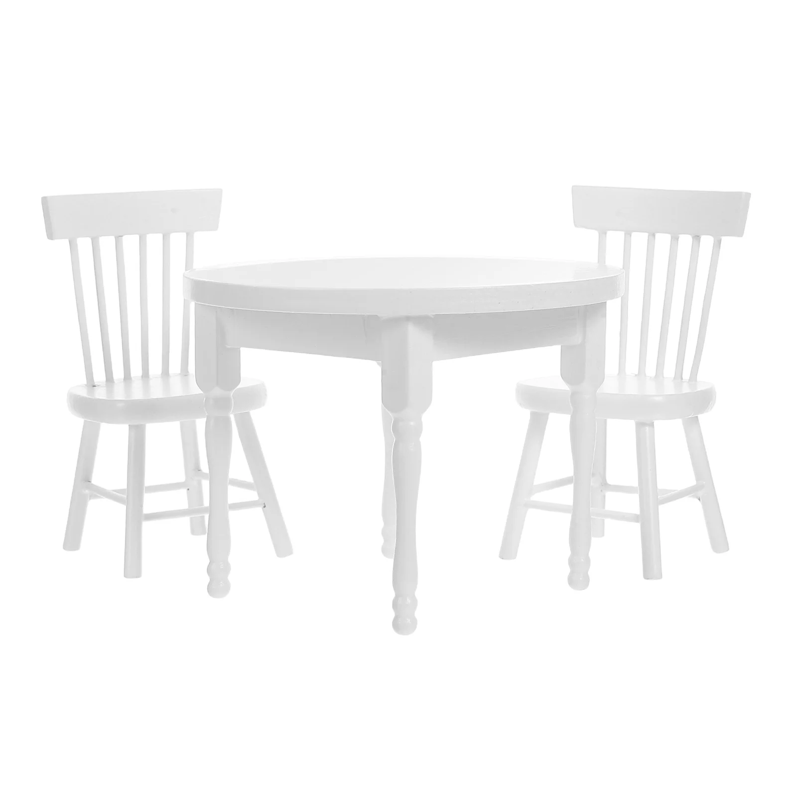1Set Miniatur Holz Tisch und Stühle Möbel Set Weiß Wohnzimmer Miniatur Puppenhaus Zubehör Mini Stuhl