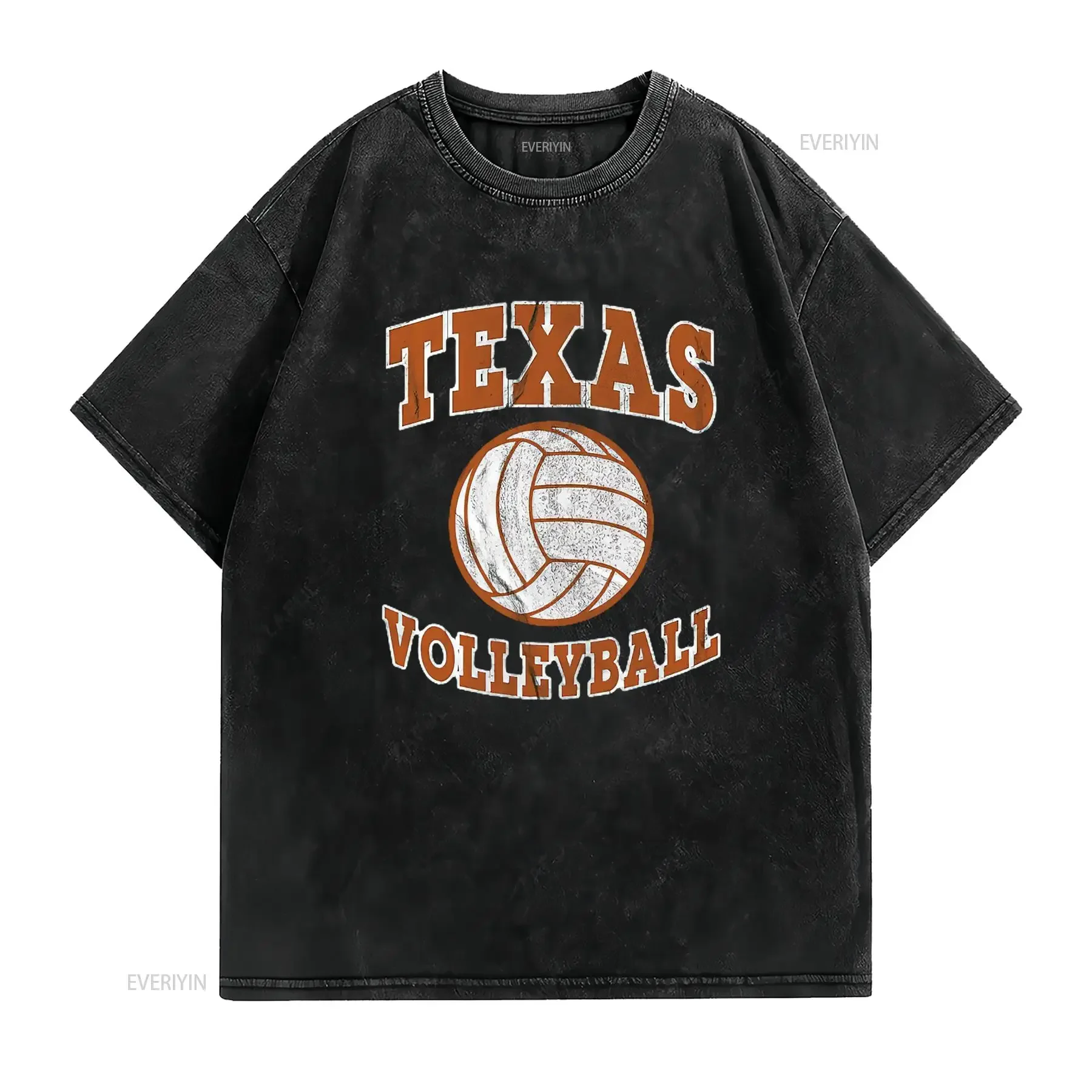 Womens Texas Volleyball Vintage Distressed Long Sleeve T Shirt Black X Large vintage Washed Comfortable Versatile Unisex