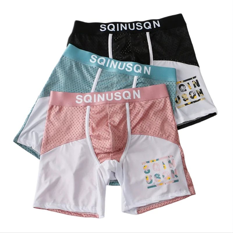 Mesh Sport Boxer - メンズアイスシルクメッシュボクサーブリーフ、通気性、速乾性、ロングレッグ下着、ユーススポーツフィットネストランクス、男性用クールで快適なパンティー