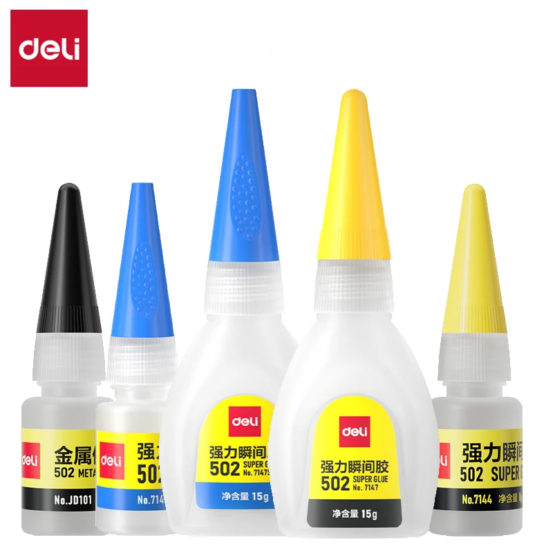 Deli 502 Professionele sterkte superlijm Snelle cyanoacrylaatlijm Hardware Metaal Auto's Hout Ambachten Hobby's Directe hechting - afbeelding 2