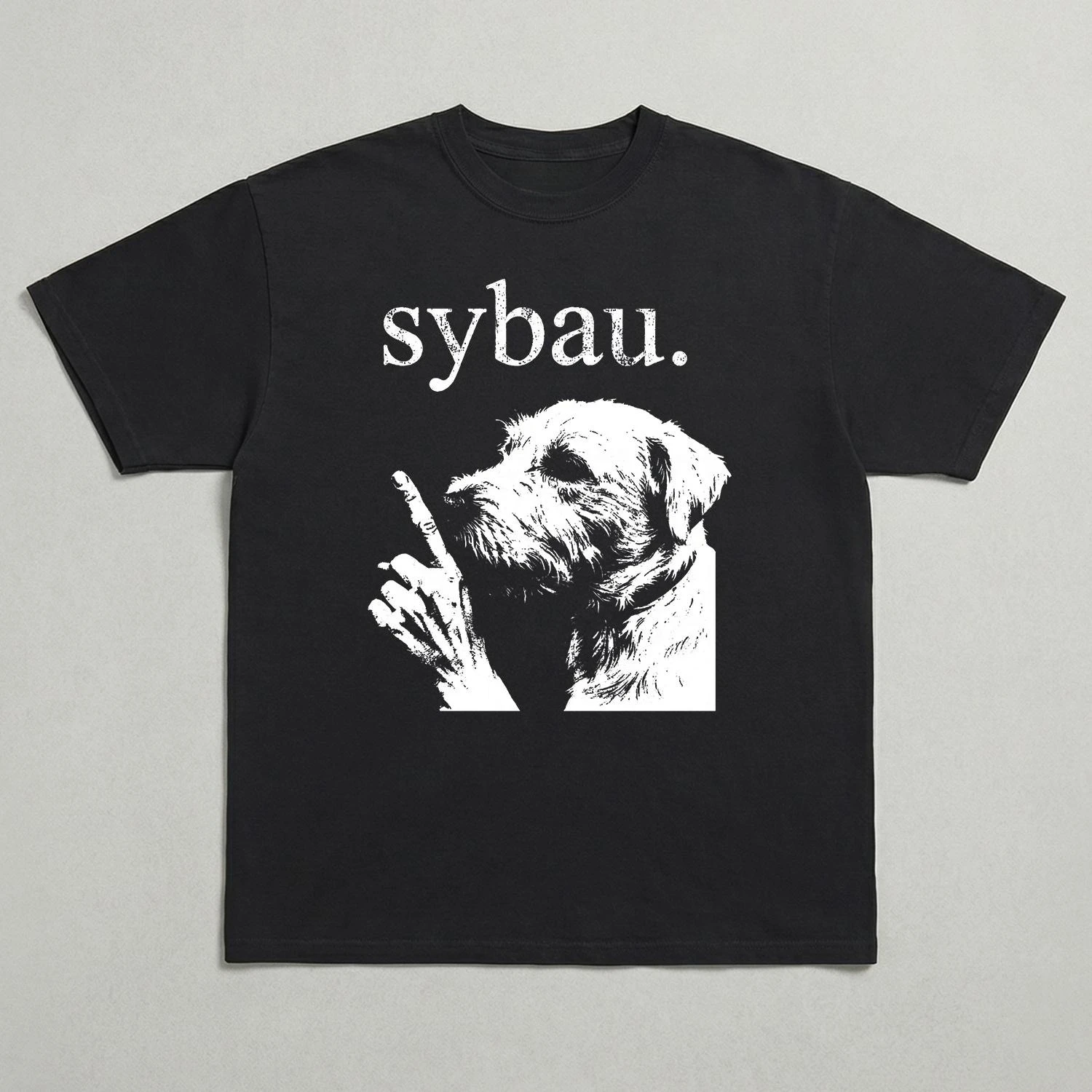 Women's Spring/Summer New Vintage Sybau Dog Shush T Shirt Unhinged Meme TShirt Unisex Cotton Oversized Streetwear Short Sleeve