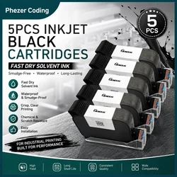 Phezer 12.7mm 1/3/5 Pcs IQ800 Quick Dry Solvent Ink Cartridge A-Level Black Ink High Adhesion Online Handheld Inkjet Printer