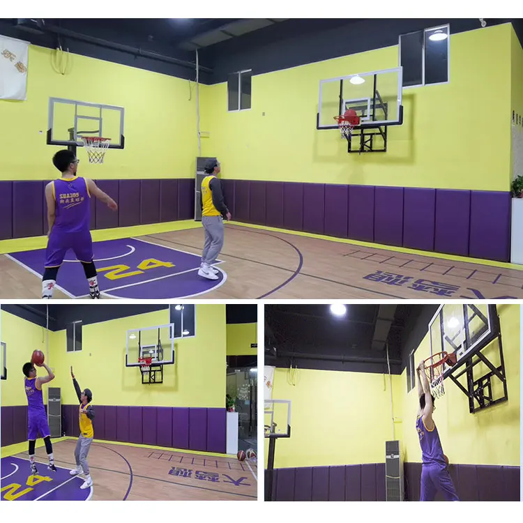 อุปกรณ์การฝึกอบรมบาสเกตบอลในร่มกลางแจ้งเหล็กยกมือความสูงปรับติดผนังห่วงบาสเกตบอลสําหรับผู้ใหญ่