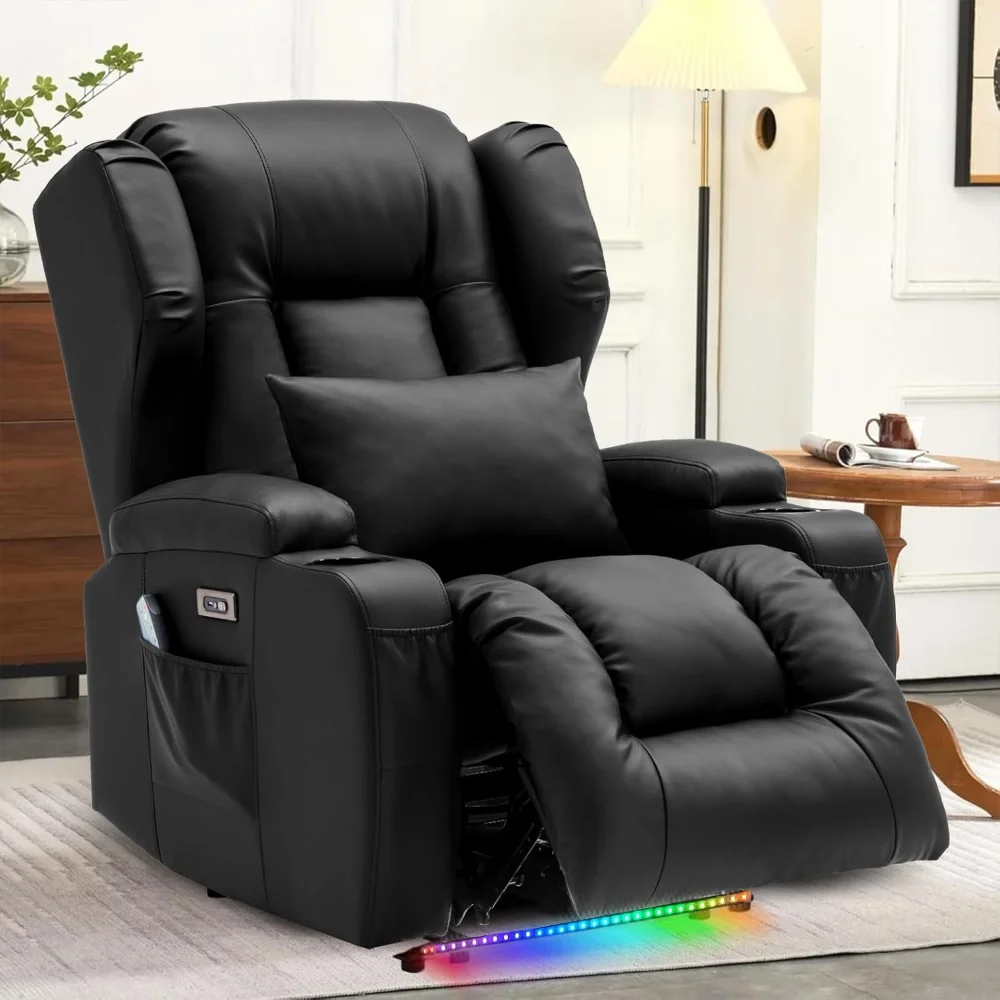 Power Recliner Chairs for Adults with Massage and Heat,Single Faux Leather Recliner Chair Sofa