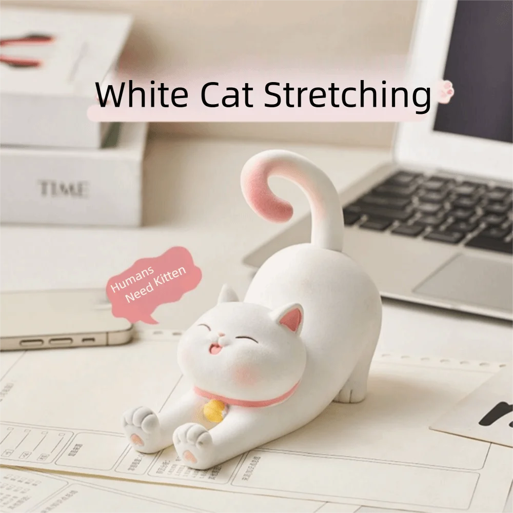 

Resin Cat Phone Stand Anti-slip Statue Cat Mobile Phone Holder Multi-functional Portable Cat Desk Lazy Bracket Desk Tablet Phone