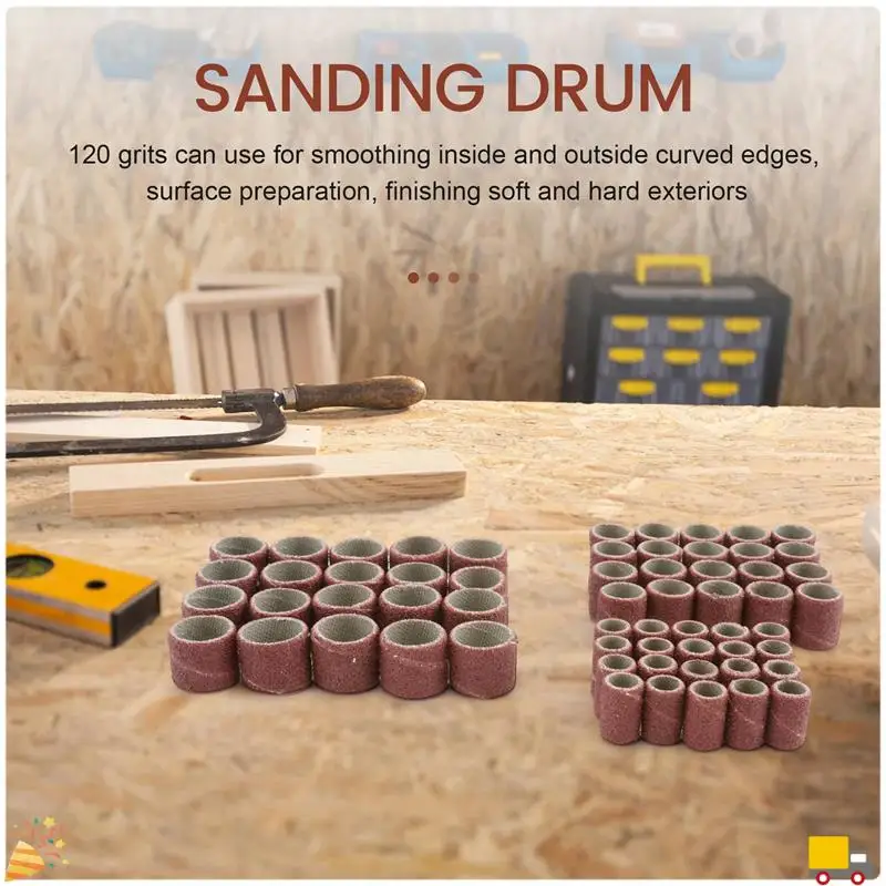 A32HOT-66 Pcs Drum Sanders Set Including 60 Pcs Sanding Bands And 6 Pcs Drum Mandrels
