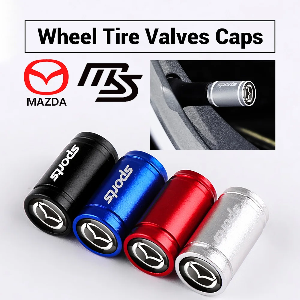 4 Uds tapa de válvula de neumático de coche accesorios de cubierta de polvo de Metal a prueba de polvo para Mazda 2 3 5 6 Axela Atenza Demio Speed