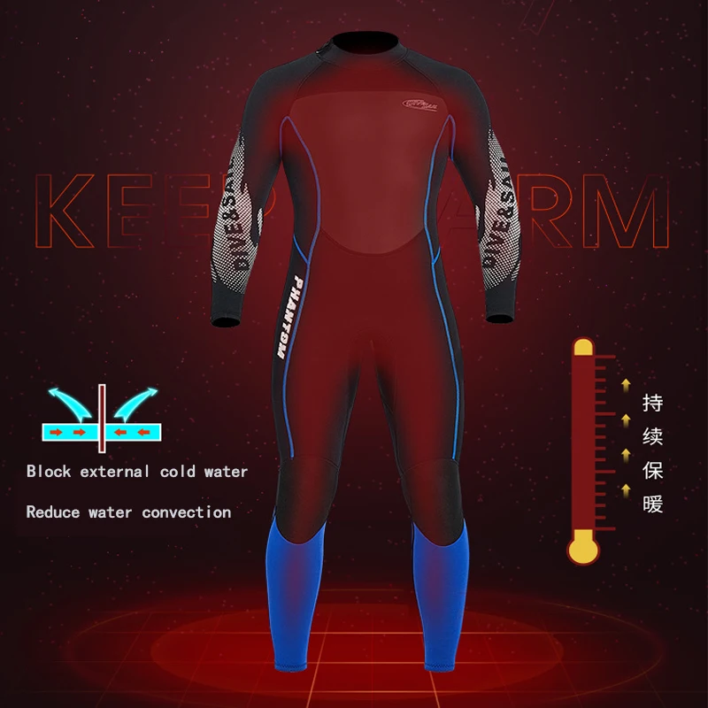 New 3MM Neoprene One-Piece Thick Warm Wetsuit Men Women Long Sleeved Cold-Proof Surfing Suit Snorkeling Swimming Jellyfish Suit