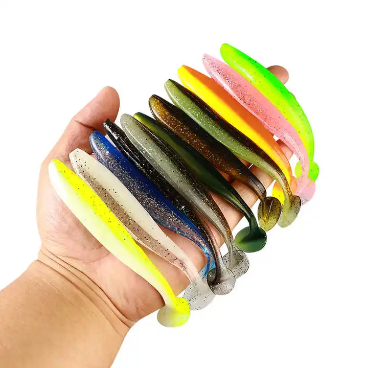 

High Quality 4.2g 10 Colors Soft Plastic Fishing Lure T Tail Soft Bait Paddle Tail Soft Plastics Lure