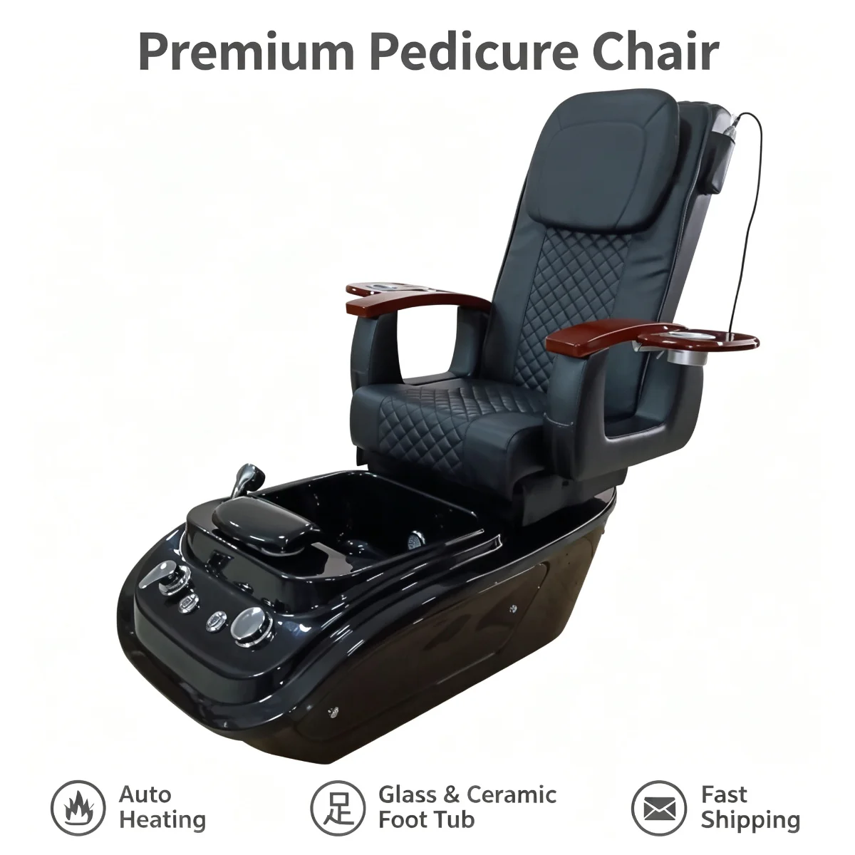 Electric Massage Pedicure Chair with Remote Control Heated Foot Spa Salon Chair