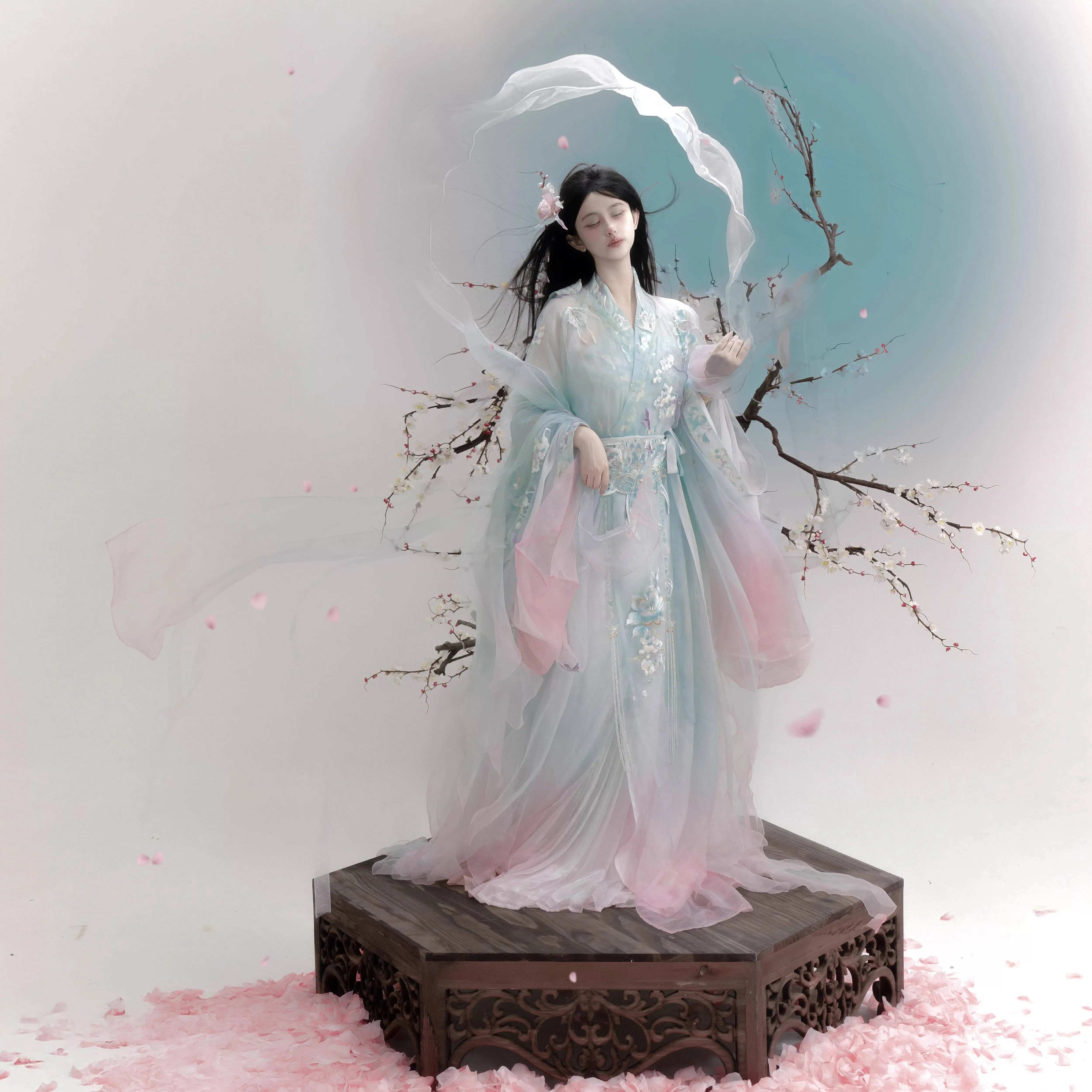 Spring Summer Cool Hanfu Set Moon Goddess Heavy Embroidery Improved Halloween Traditional Chinese Costume For Women Cosplay