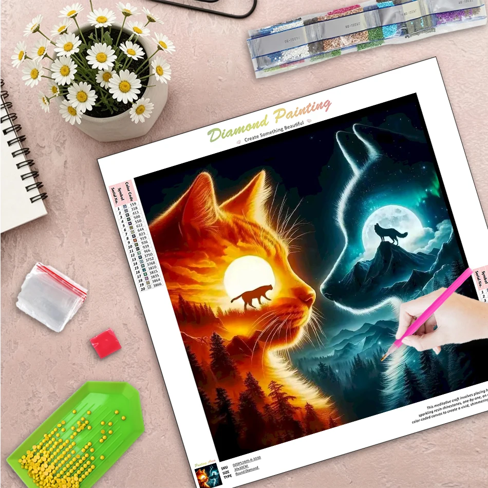 

GATYZTORY Cat 5d Diamond Painting For Adults Diamond Art Kits For Adults Animal Full Round/Square Interior Home Decoration Diy C