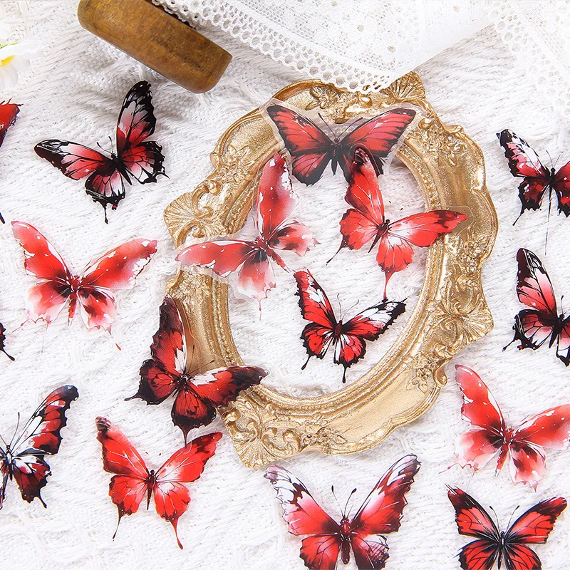 40 pcs Butterfly theme Creative PET sticker DIY collage Decorative paper Scrapbooking Material handmade  Junk Journal Supplies