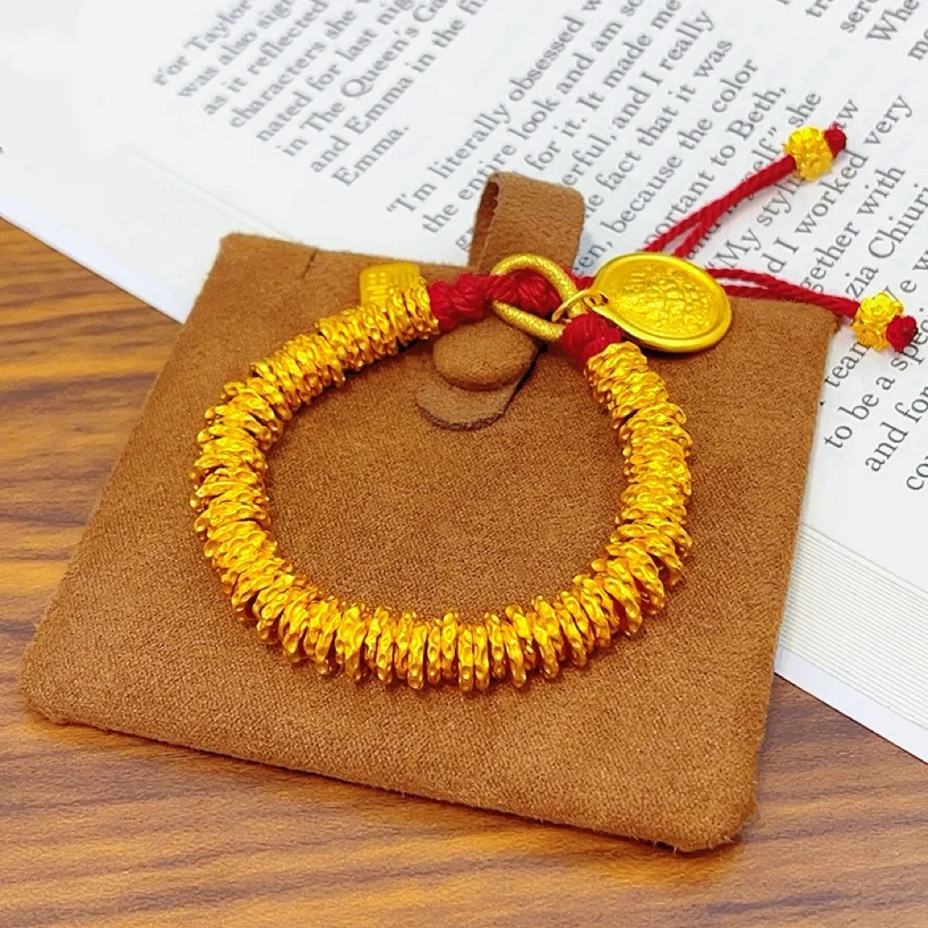 

Interlocking Hammered Bracelet Women's 24K Gold AU999-Timeless interlock & hammered pattern, versatile piece, for casual styling