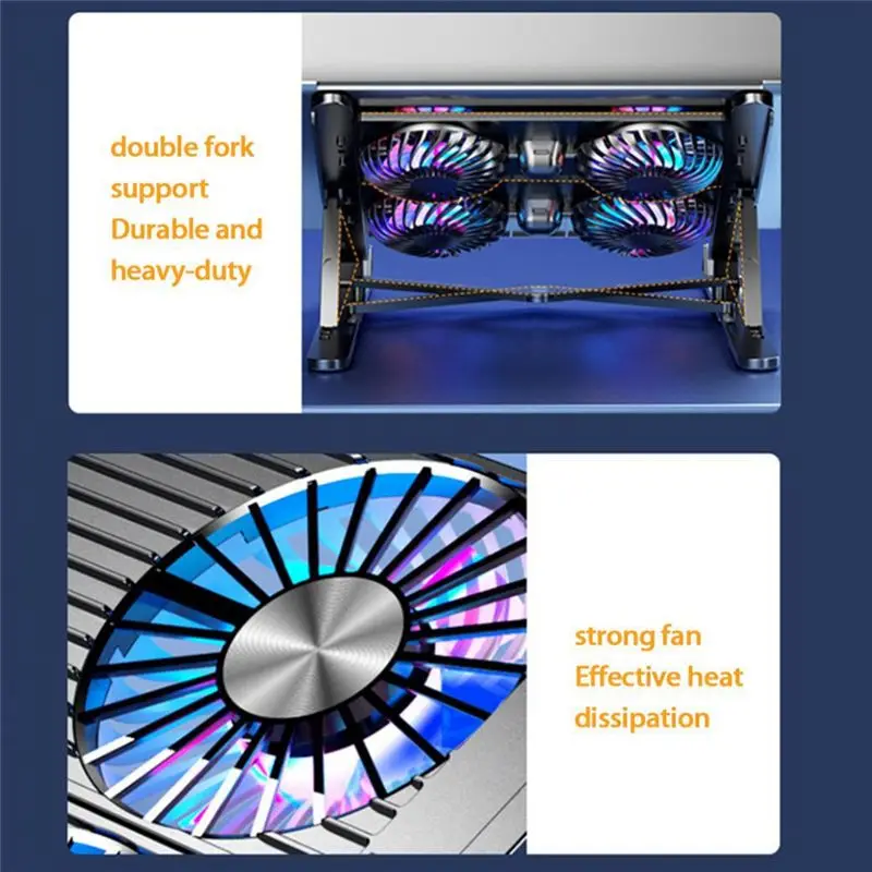 lillili Laptop Cooling Stand Foldable Laptop Cooling Pad with 4 RGB Silent Fans for Laptop Cooler Notebook Accessories